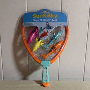Sun & Sky Dive N Catch Net Toy Set - Orange, Blue, Yellow